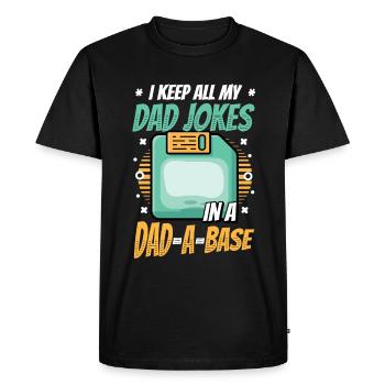 Je garde toutes les blagues de mon père. - T-shirt Premium bio Homme - noir - Devant - Nico (187cm)