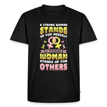 Des femmes fortes se lèvent. - T-shirt Premium bio Homme - noir - Devant - Nico (187cm)