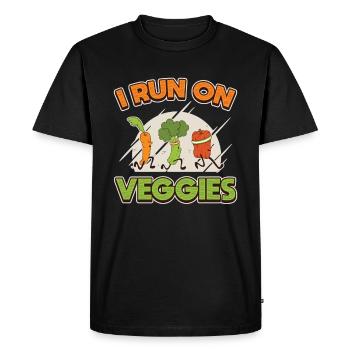 Je cours sur Veggies, Vegan Runners. - T-shirt Premium bio Homme - noir - Devant - Nico (187cm)