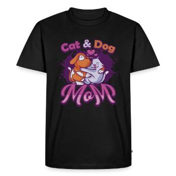 Mère de chat et de chien, animaux domestiques. - T-shirt Premium bio Homme - noir - Devant - Nico (187cm)