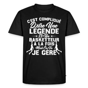 Une Légende Et Un Basketteur - T-shirt Premium bio Homme - noir - Devant - Nico (187cm)