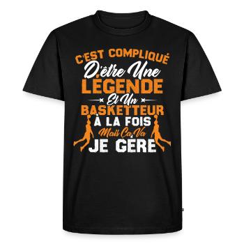 Une Légende Et Un Basketteur - T-shirt Premium bio Homme - noir - Devant - Nico (187cm)