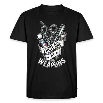 Ce sont mes armes dans le salon de coiffure - T-shirt Premium bio Homme - noir - Devant - Nico (187cm)