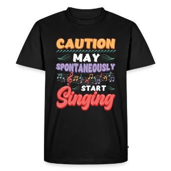 Attention Mai Chant spontané, mélomanes. - T-shirt Premium bio Homme - noir - Devant - Nico (187cm)