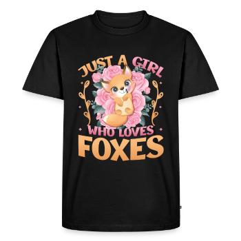 Juste une fille qui aime les renards - Fox Girls - T-shirt Premium bio Homme - noir - Devant - Nico (187cm)