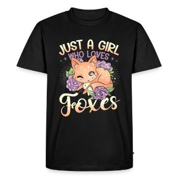 Juste une fille qui aime les renards - Fox Girls - T-shirt Premium bio Homme - noir - Devant - Nico (187cm)