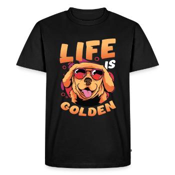 Life is golden - Golden Retriever - Men's Premium Organic T-Shirt - black - Front - Nico (187cm)