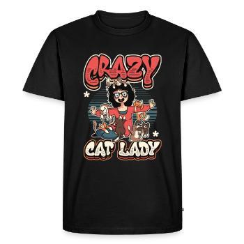 Dame chat folle - T-shirt Premium bio Homme - noir - Devant - Nico (187cm)