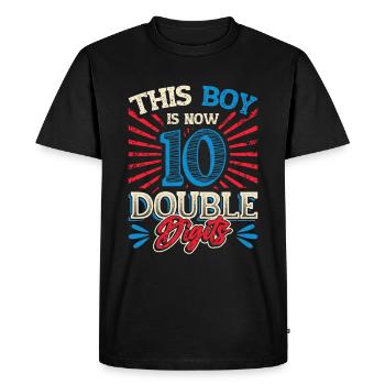 Ce garçon a maintenant 10 ans d’anniversaire à deux chiffres - T-shirt Premium bio Homme - noir - Devant - Nico (187cm)