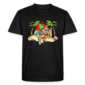 Noël en juillet, Fête, Surf, Santa Hawaiian - T-shirt Premium bio Homme - noir - Devant - Nico (187cm)