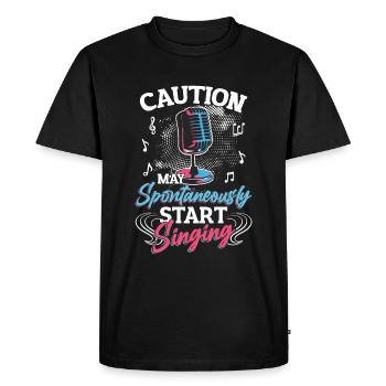 Attention Mai Chant spontané, mélomanes. - T-shirt Premium bio Homme - noir - Devant - Nico (187cm)