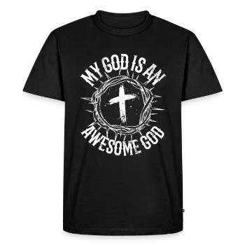 Mon Dieu est un grand Dieu. - T-shirt Premium bio Homme - noir - Devant - Nico (187cm)