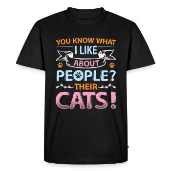 You know what I like about people and cats. - Men's Premium Organic T-Shirt - black - Front - Nico (187cm)