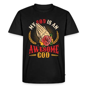 Mon Dieu est un grand Dieu. - T-shirt Premium bio Homme - noir - Devant - Nico (187cm)