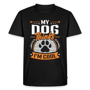 Mon chien pense que je suis cool - T-shirt Premium bio Homme - noir - Devant - Nico (187cm)