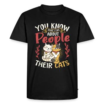 You know what I like about people and cats. - Men's Premium Organic T-Shirt - black - Front - Nico (187cm)