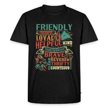 Traits de caractère scout Scoutisme - T-shirt Premium bio Homme - noir - Devant - Nico (187cm)