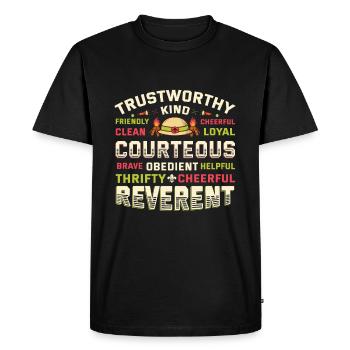 Traits de caractère scout Scoutisme - T-shirt Premium bio Homme - noir - Devant - Nico (187cm)