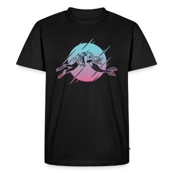 Plongeur sous-marin embrassant la sirène - T-shirt Premium bio Homme - noir - Devant - Nico (187cm)
