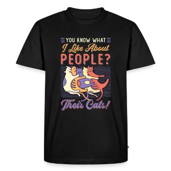 Vous savez ce que j’aime chez les gens et les chats. - T-shirt Premium bio Homme - noir - Devant - Nico (187cm)