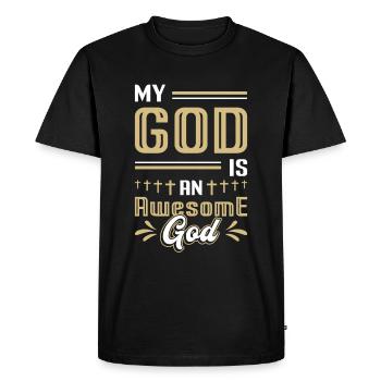 Mon Dieu est un grand Dieu. - T-shirt Premium bio Homme - noir - Devant - Nico (187cm)