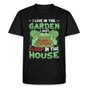 Je vis dans l’amoureux du jardin, le jardinage. - T-shirt Premium bio Homme - noir - Devant - Nico (187cm)