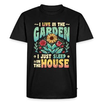 Je vis dans l’amoureux du jardin, le jardinage. - T-shirt Premium bio Homme - noir - Devant - Nico (187cm)