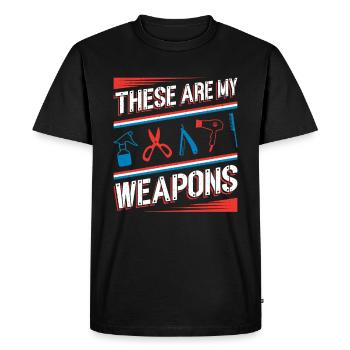 Ce sont mes armes dans le salon de coiffure - T-shirt Premium bio Homme - noir - Devant - Nico (187cm)