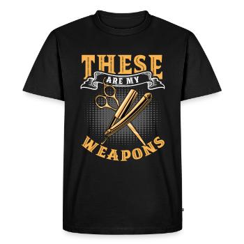 Ce sont mes armes dans le salon de coiffure - T-shirt Premium bio Homme - noir - Devant - Nico (187cm)