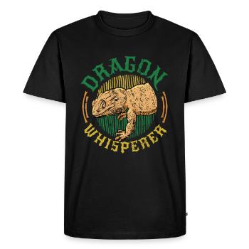 Dragon barbu, chuchoteur, amoureux des reptiles. - T-shirt Premium bio Homme - noir - Devant - Nico (187cm)