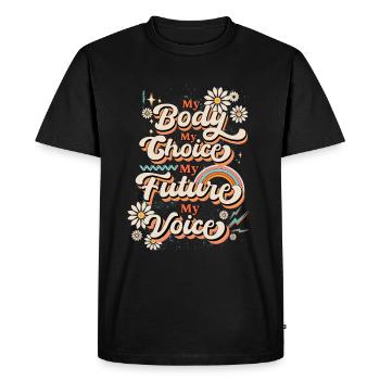 Ma voix Mon corps Mon choix Mon avenir Féministe - T-shirt Premium bio Homme - noir - Devant - Nico (187cm)