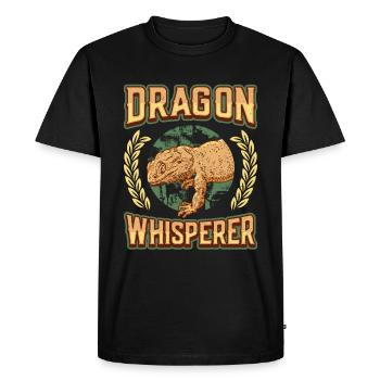Dragon barbu, chuchoteur, amoureux des reptiles. - T-shirt Premium bio Homme - noir - Devant - Nico (187cm)