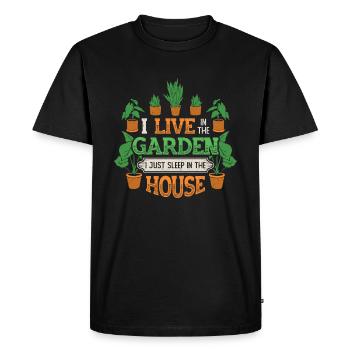 Je vis dans l’amoureux du jardin, le jardinage. - T-shirt Premium bio Homme - noir - Devant - Nico (187cm)