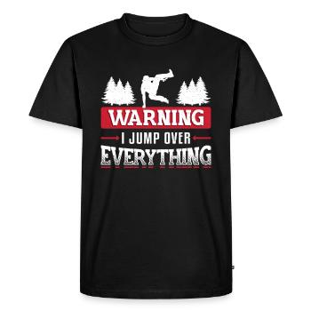 Attention : je saute par-dessus tout. - T-shirt Premium bio Homme - noir - Devant - Nico (187cm)