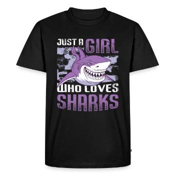 Fille qui aime les requins - T-shirt Premium bio Homme - noir - Devant - Nico (187cm)