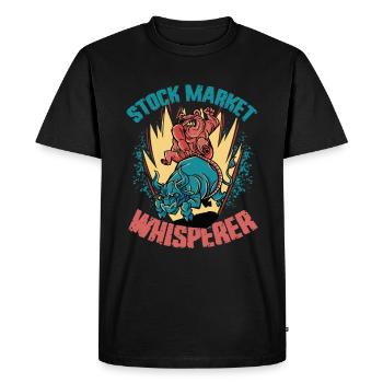Boursier Whisperer Stock Trader Bull et Bear - T-shirt Premium bio Homme - noir - Devant - Nico (187cm)