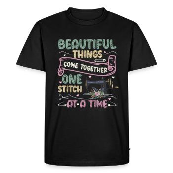 Un point à la fois, matelassage, couture. - T-shirt Premium bio Homme - noir - Devant - Nico (187cm)