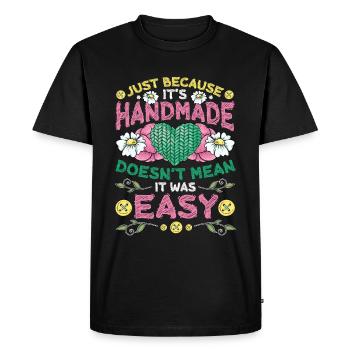 Fait à la main, pour coudre au crochet. - T-shirt Premium bio Homme - noir - Devant - Nico (187cm)