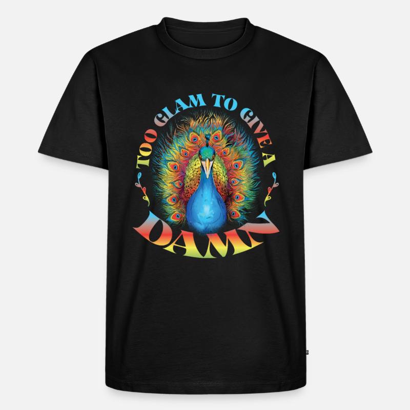 Bunter Pfau - Männer Premium Bio T-Shirt - Schwarz