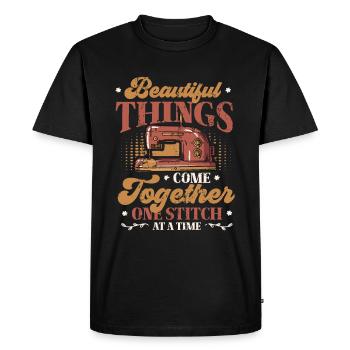 Un point à la fois, matelassage, couture. - T-shirt Premium bio Homme - noir - Devant - Nico (187cm)