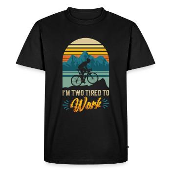 Je suis deux fatigués au travail, amoureux du vélo. - T-shirt Premium bio Homme - noir - Devant - Nico (187cm)