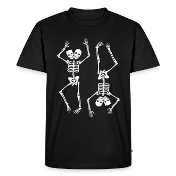 Two Funny Dancing Skeletons Halloween - Men's Premium Organic T-Shirt - black - Front - Nico (187cm)