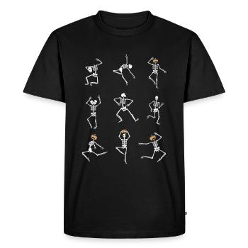 Funny Dancing Skeletons Halloween Ballerina - Men's Premium Organic T-Shirt - black - Front - Nico (187cm)