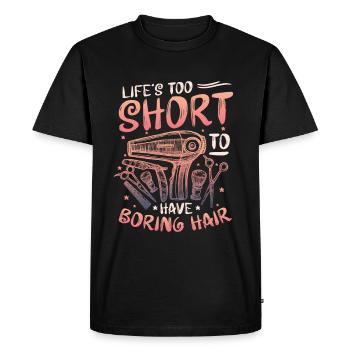 La vie est trop courte pour un ennuyeux - T-shirt Premium bio Homme - noir - Devant - Nico (187cm)
