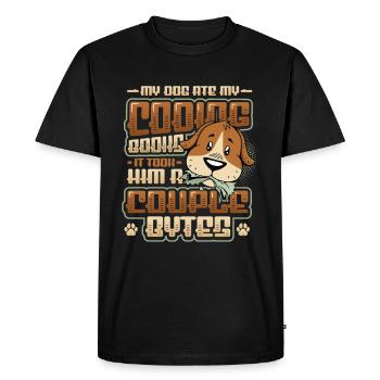 Dog Bytes Code Computer Joke Programming - Men's Premium Organic T-Shirt - black - Front - Nico (187cm)