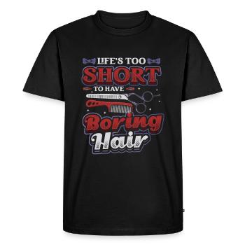 La vie est trop courte pour un ennuyeux - T-shirt Premium bio Homme - noir - Devant - Nico (187cm)