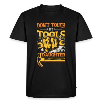 Ne touchez pas à mes outils - T-shirt Premium bio Homme - noir - Devant - Nico (187cm)