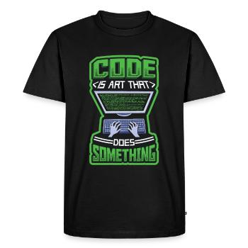 Code is an art that does something programming - Men's Premium Organic T-Shirt - black - Front - Nico (187cm)