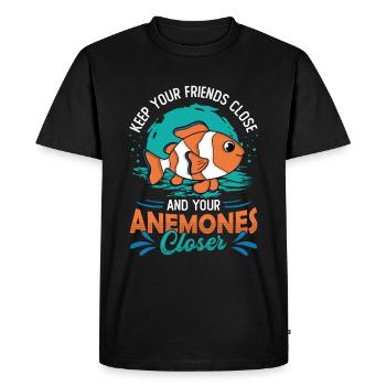 Gardez vos amis proches et vos anémones plus proches - T-shirt Premium bio Homme - noir - Devant - Nico (187cm)