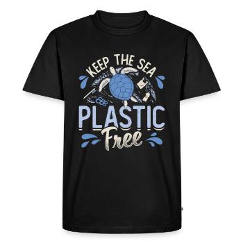 Gardez la mer sans plastique Sauver l’océan - T-shirt Premium bio Homme - noir - Devant - Nico (187cm)